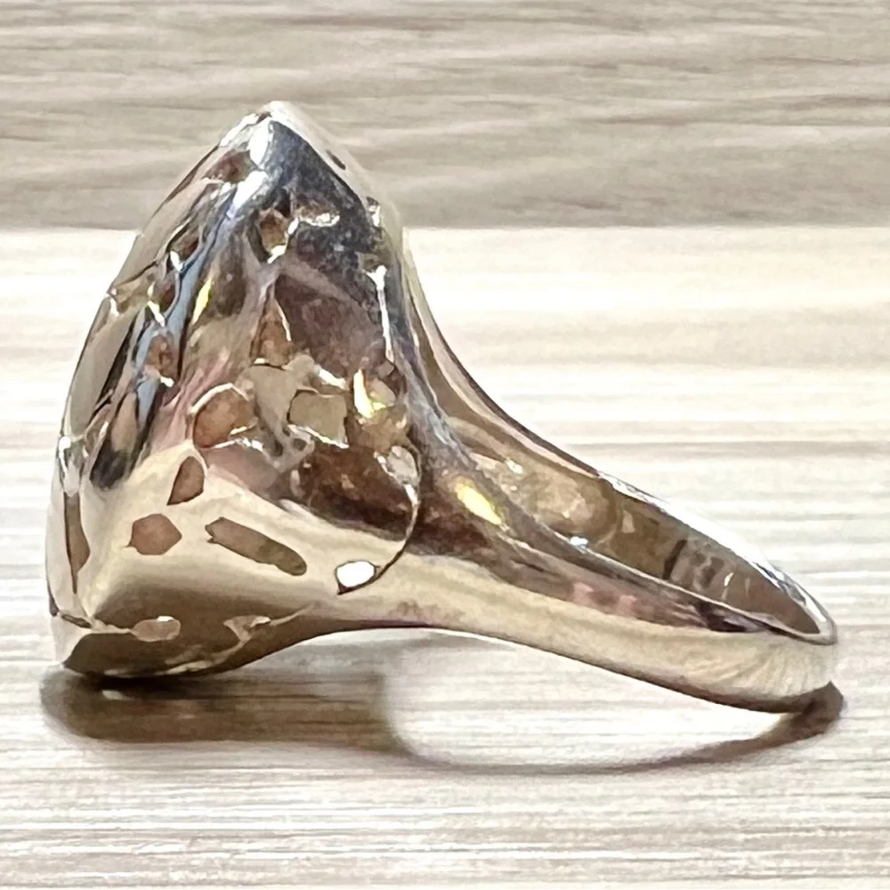 Vintage Designer Marsala Sterling Silver Pebble Cut-Out Dome Ring, Size 6.75